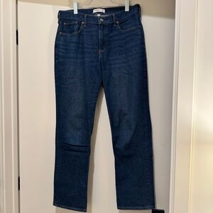 Abercrombie Dark Blue Curve Love Mid-Rise Straight Leg Jeans